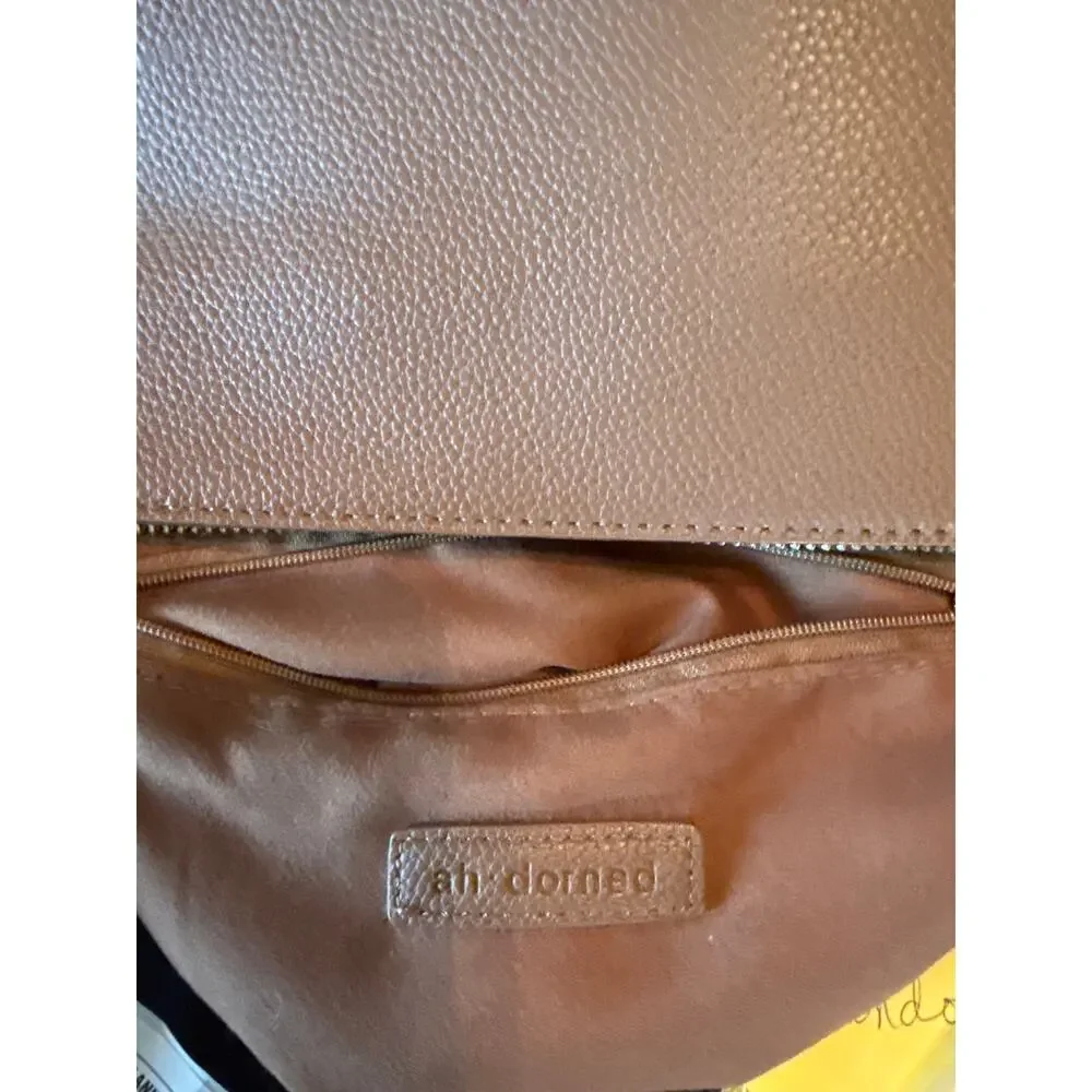 Ah-Dorned Brown Tan Floral Medallion Crossbody Purse Boho Bag
